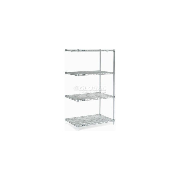 Global Equipment Nexelate Silver Epoxy Wire Shelving Add-On 36"W x 36"D x 63"H A36366EP - main